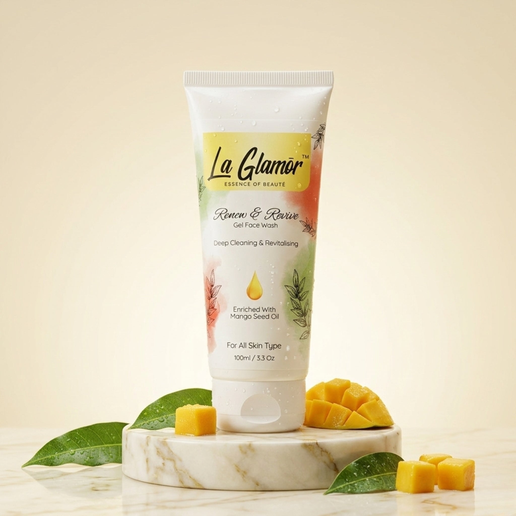 La-Glamor-Renew-and-Revive-Face-Wash-Bottle-Mango-Seed-Oil-Formula